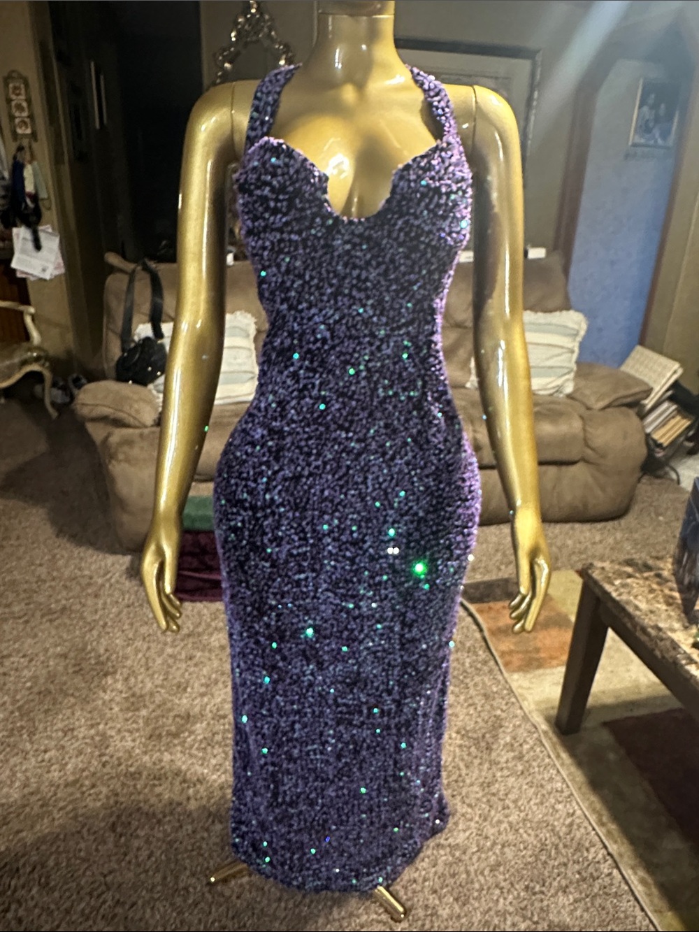 Fashion Nova Purple Sequin  Gown
